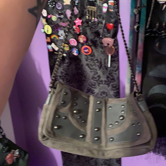 Suede gray shoulder purse - Picture 4 of 9